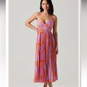 Astr Purple and Orange Midi Dress